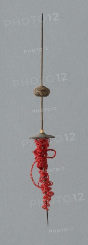 Wooden Spindles with Ceramic Whorls, Peru, 1000/1476.