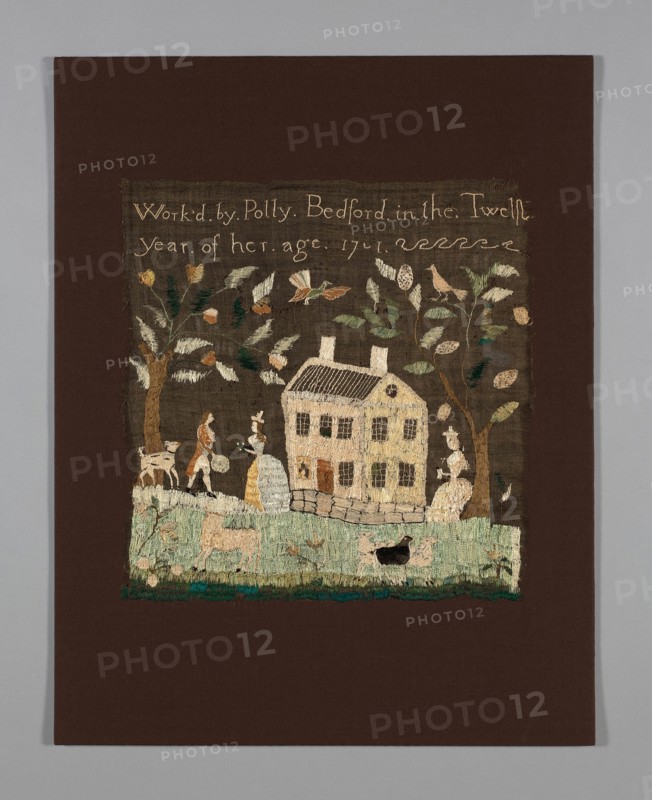 Sampler, Massachusetts, 1791. 'Work'd by Polly Bedford in the Twelfth year of her age - 17'.