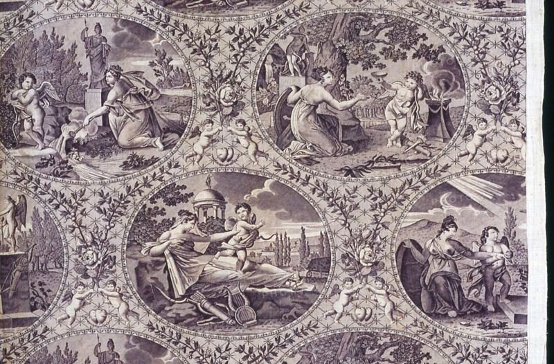 Allegorie à l'Amour (Homage to Love) (Furnishing Fabric), Nantes, c. 1815. Possibly after Angelica Kauffman, manufactured by Favre-Petitpierre & Cie.