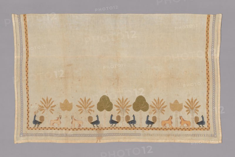 Panel, possibly Egypt or Turkey, c. 1880. Peacock, leopard and palm tree motif.