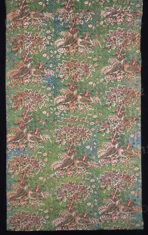 Plum Trees and Pheasants (Furnishing Fabric), England, c. 1830/40. Printed at Bannister Hall Print Works.