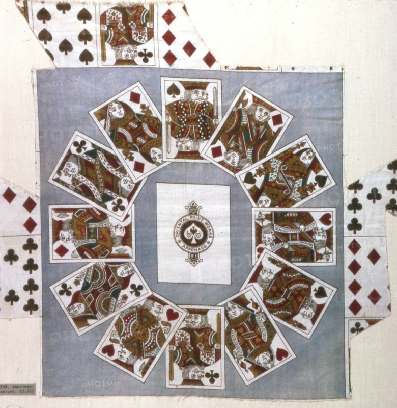 Handkerchief, Rhode Island, 1875/1900. Playing cards design.