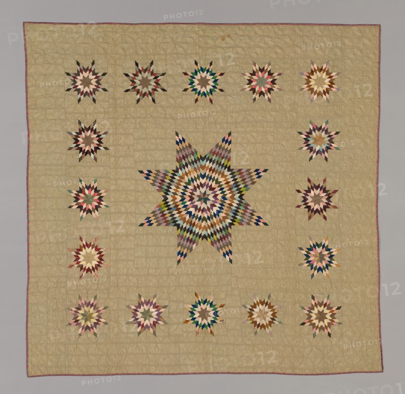 Bedcover (Lone Star Variation Quilt), Connecticut, c. 1845/50.