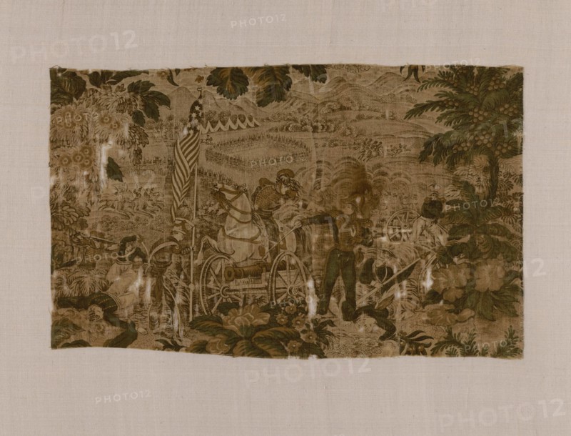 Panel (Furnishing Fabric), United States, 1848/50. Battle scene.