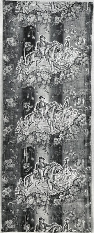 Panel (Furnishing Fabric), United States, 1848. Floral print with horseman motif.