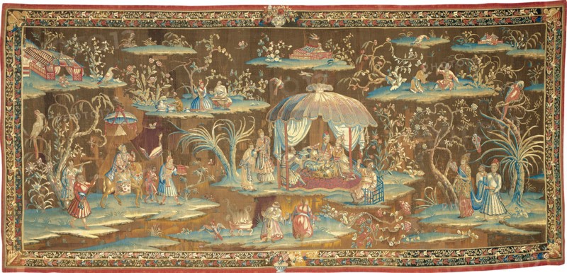 The Tent, from an Indo-Chinese or Indian Series, England, 1700/25. Woven at the London workshop of John Vanderbank, Michael Mazarind, or Leonard Chabaneix.