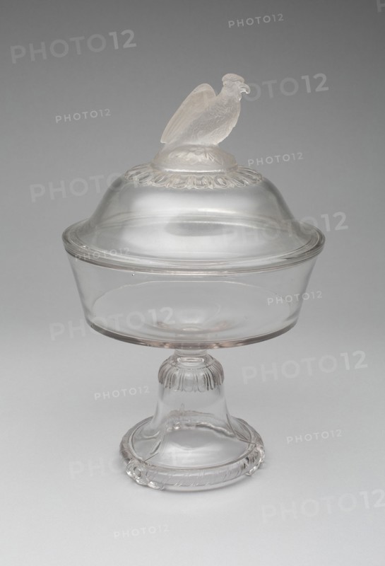 Old Abe/Frosted Eagle pattern compote, 1880/90. Attributed to the Crystal Glass Company.