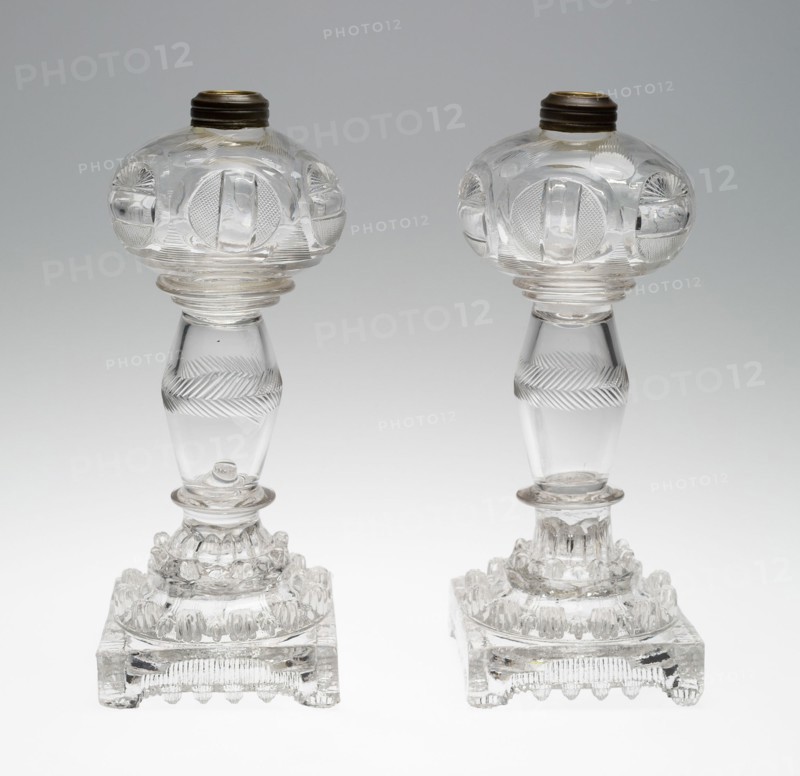 Pair of Lamps, 1835/40. Attributed to Union Flint Glass Works.