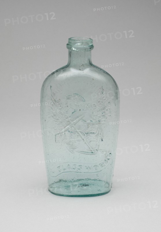 Flask, c. 1850. Maker's name and image of anchor.