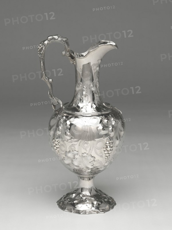 Pitcher, 1855/63. Relief design of grapes and vineleaves.