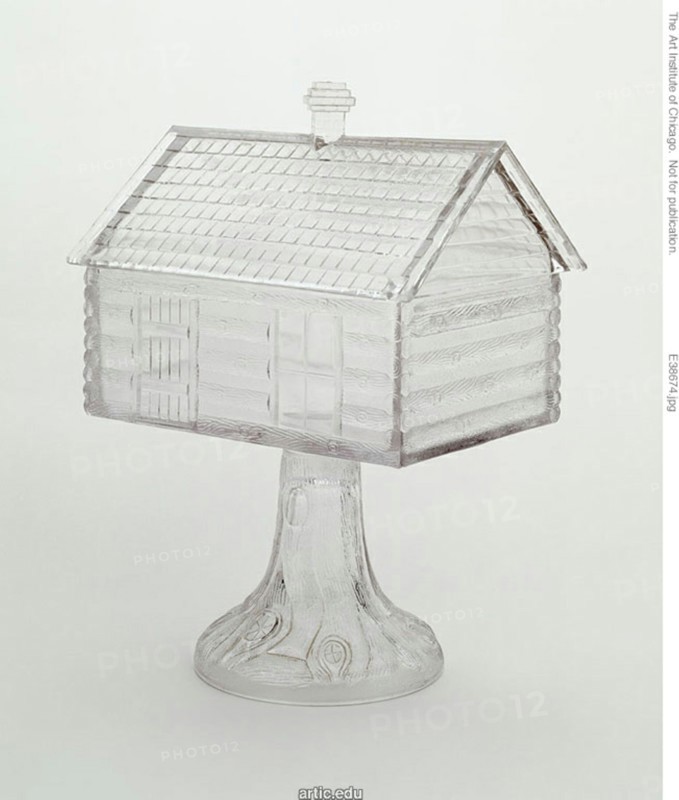 Medium Covered Compote in Log Cabin Pattern on Pedestal, 1875/96.