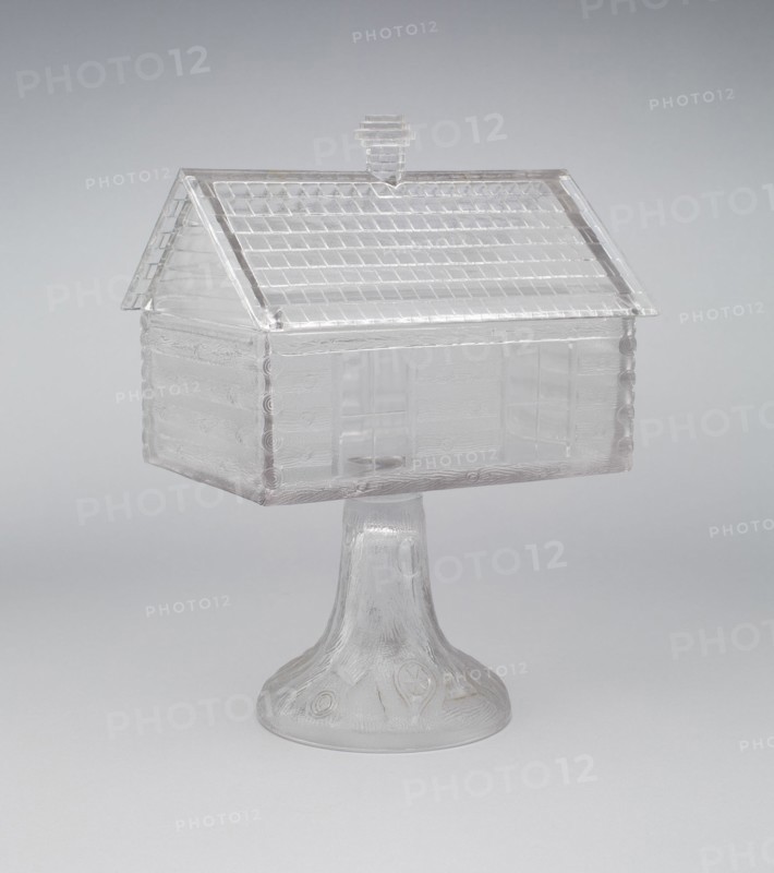 Log Cabin pattern covered compote, c. 1875.