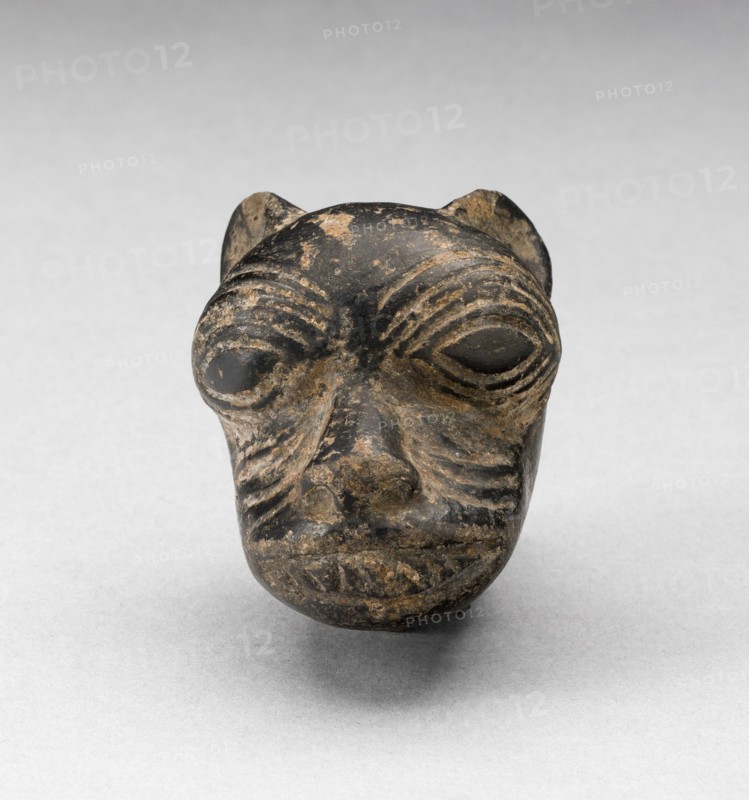 Fragment from a Blackware Vessel in the Form of a Puma Head, A.D. 1000/1400.