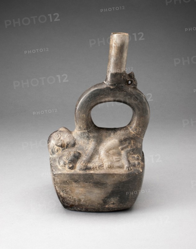 Stirrup Spout Vessel Depicting Reclining Figures, A.D. 1100/1470.