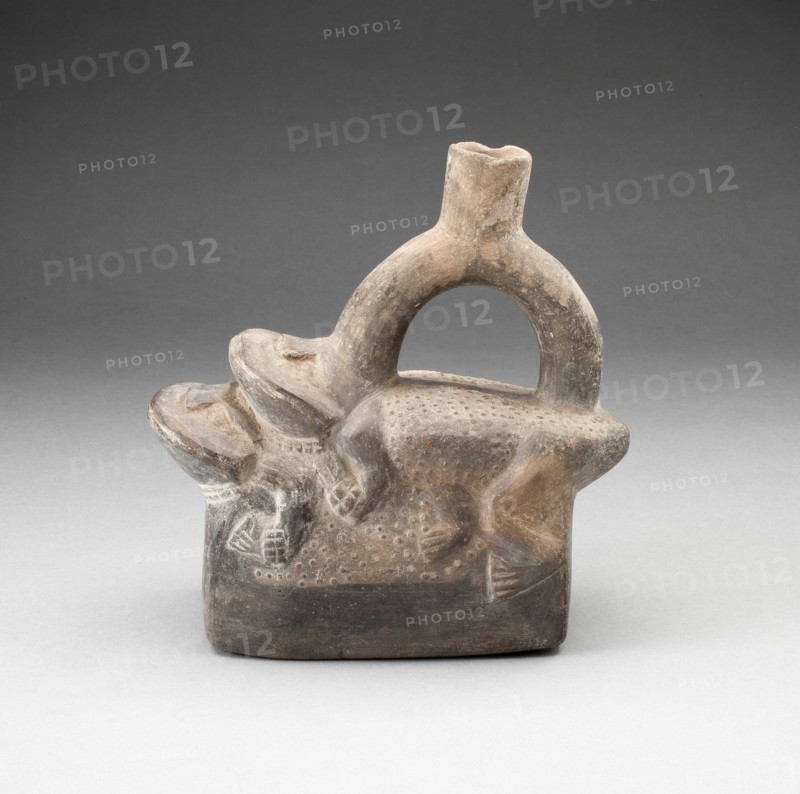 Stirrup Spout Vessel Depicting Frogs Mating, A.D. 1100/1470.