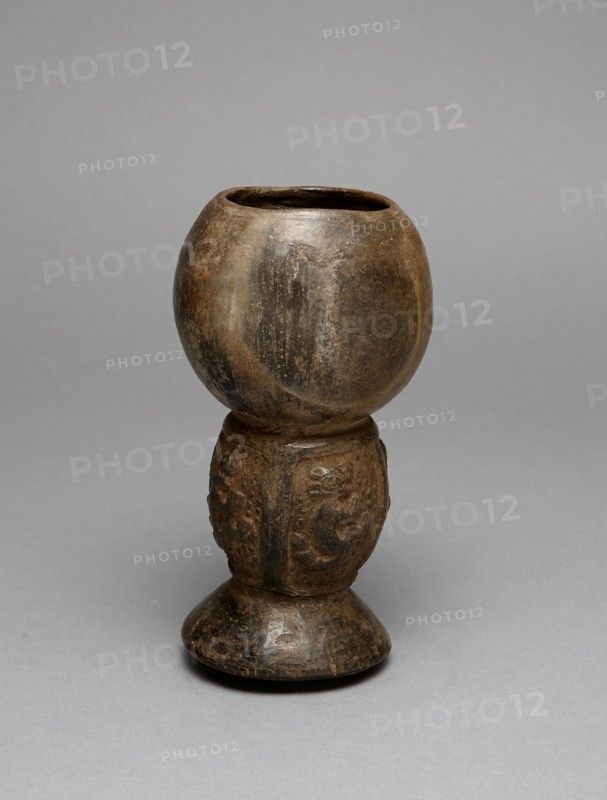 Blackware Incense Burner with Relief Depicting Felines, A.D. 1200/1450.
