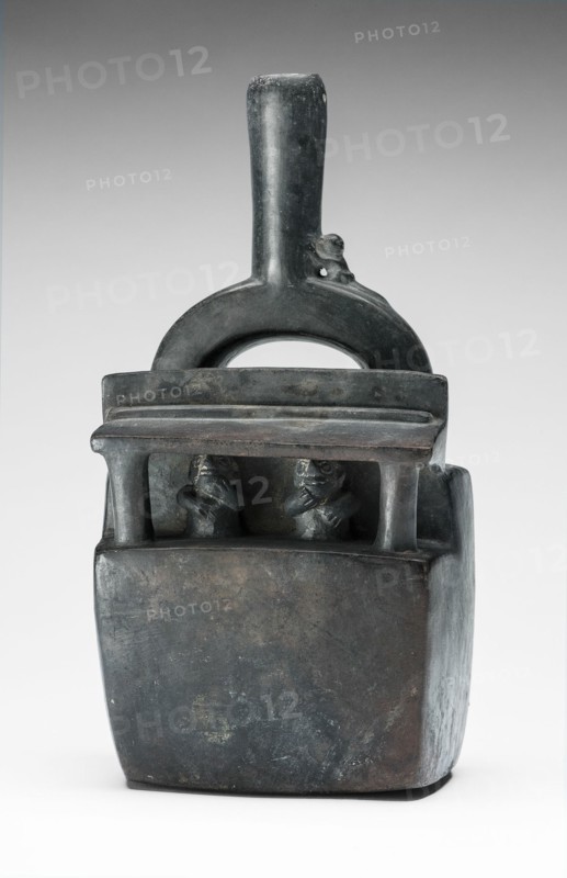 Vessel in the Form of Two Figures Seated Inside a Structure, A.D. 1200/1450.