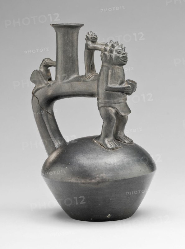 Vessel Depicting a Standing Figure with an Attendant, A.D. 1200/1450.