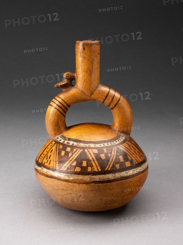 Stirrup Spout Vessel with Textile-like Pattern on Shoulder, A.D. 1200/1470.