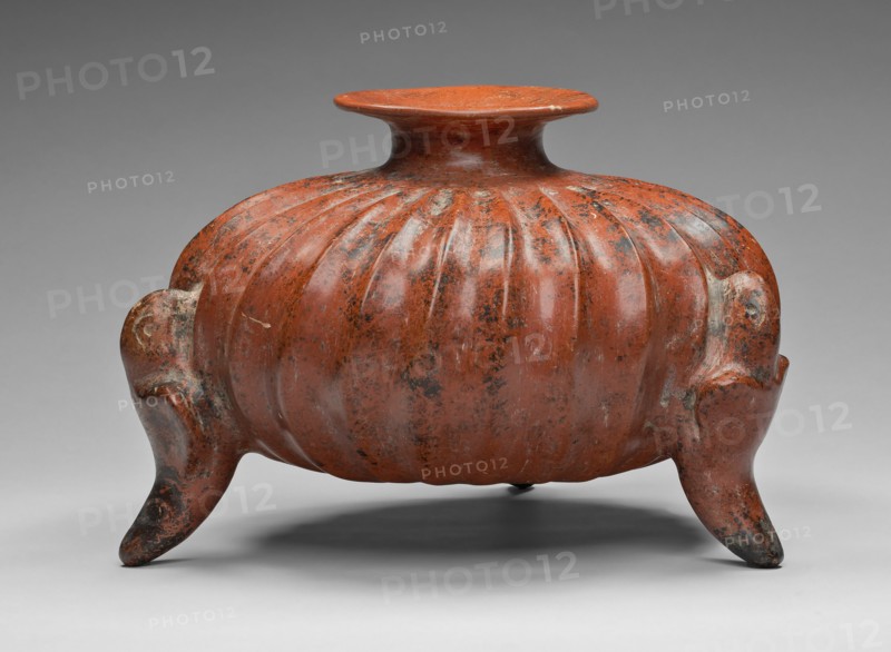 Vessel in the Form of a Squash with Parrot Supports, A.D. 1/200.