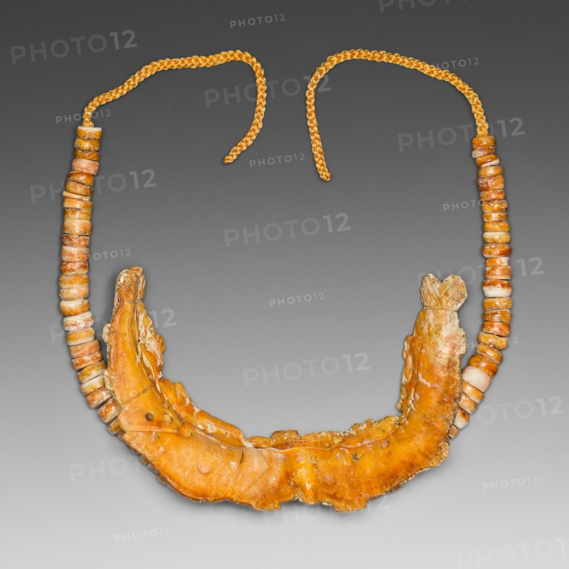 Necklace with a Pendant Depicting a Large Fish Eating a Smaller Fish, 200 B.C./A.D. 200.