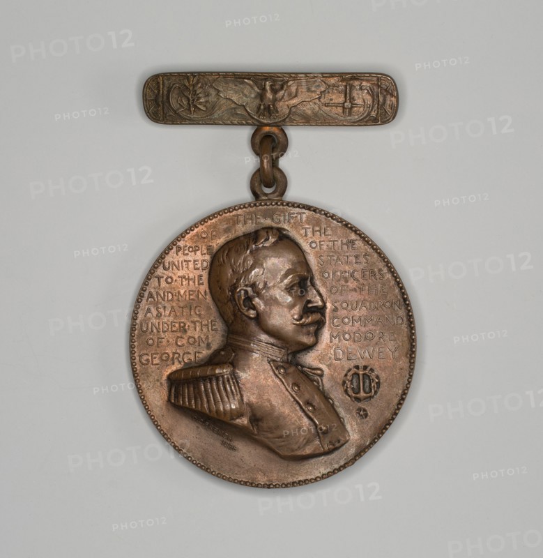 Dewey medal, c. 1898. 'The Gift of the People of the United States to the Officers and Men of the Asiatic Squadron under the Command of Commodore George Dewey'. Designed by Daniel Chester French.