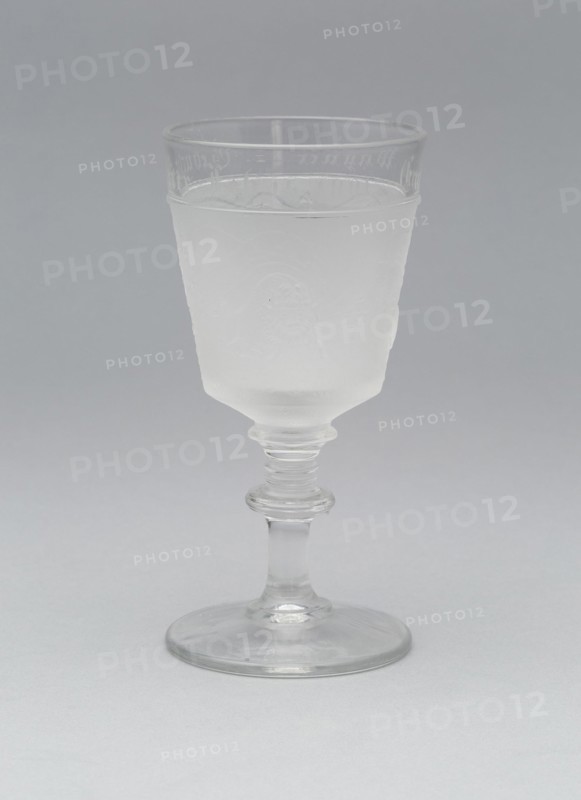 Westward Ho!/Pioneer pattern cordial glass, 1881.