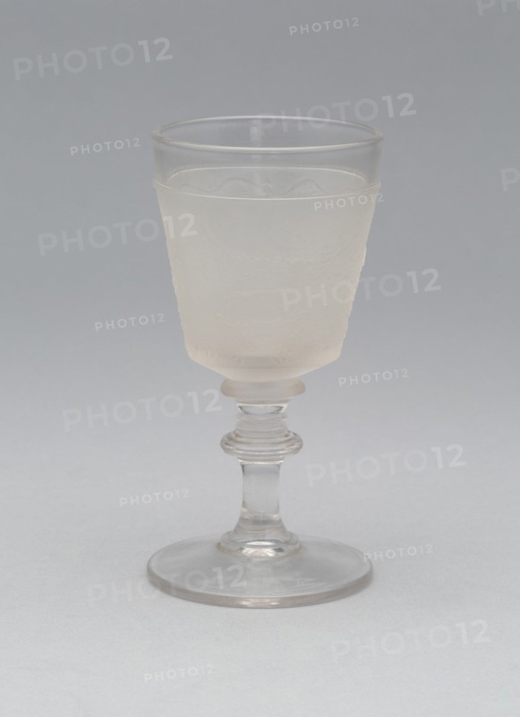 Westward Ho!/Pioneer pattern cordial glass, c. 1876.