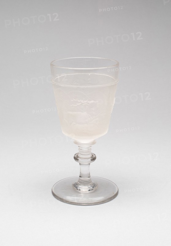 Westward Ho!/Pioneer pattern goblet (third of a set of four), c. 1876.