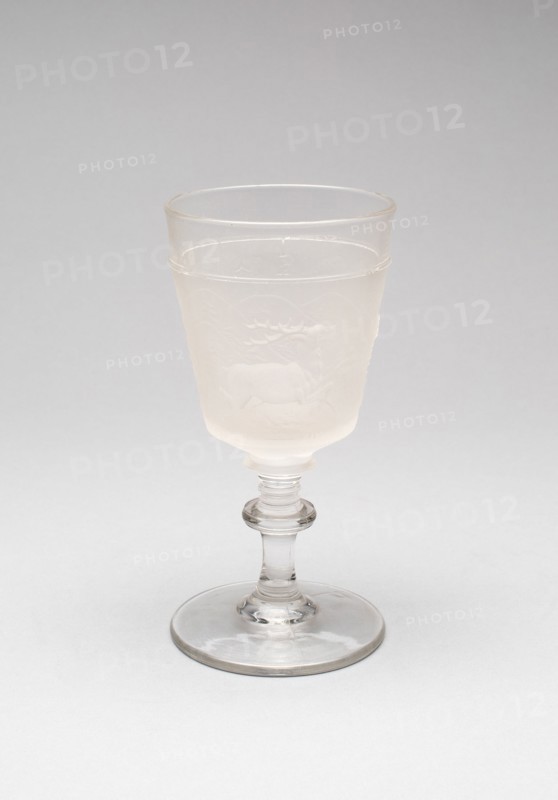Westward Ho!/Pioneer pattern goblet (fourth of a set of four), c. 1876.