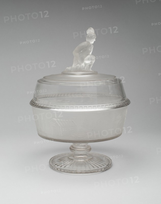Westward Ho!/Pioneer pattern covered footed compote, c. 1876.