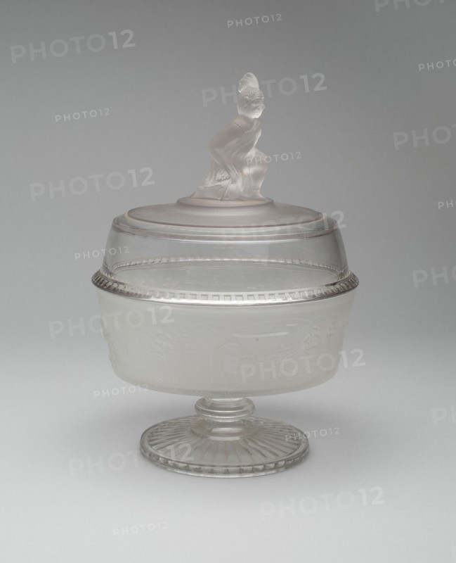Westward Ho!/Pioneer pattern covered footed compote, c. 1876.