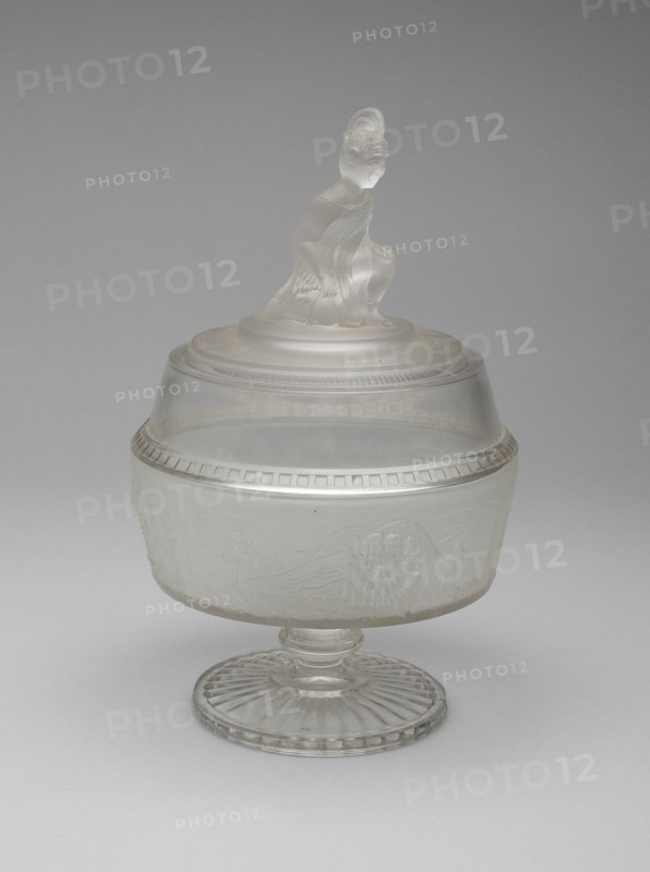 Westward Ho!/Pioneer pattern covered footed compote, c. 1876.