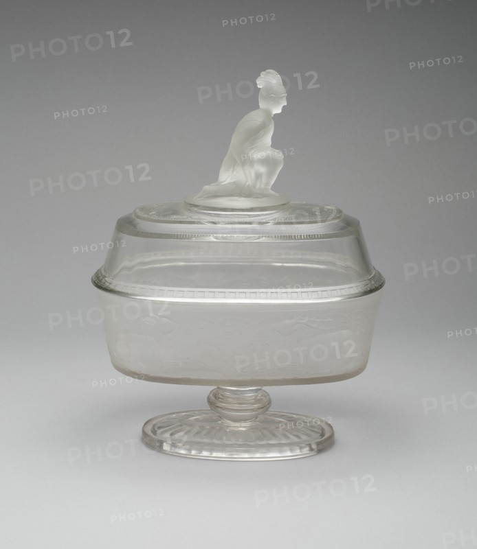 Westward Ho!/Pioneer pattern covered compote, c. 1876.