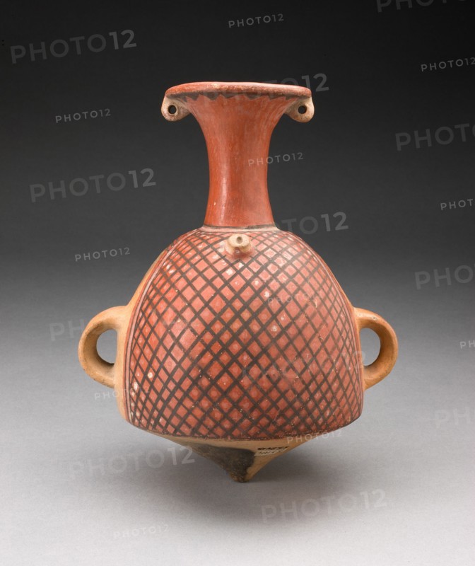 Vessel (Aryballos) with Textile Pattern and Spout Modeled as a Head, A.D. 1200/1450.