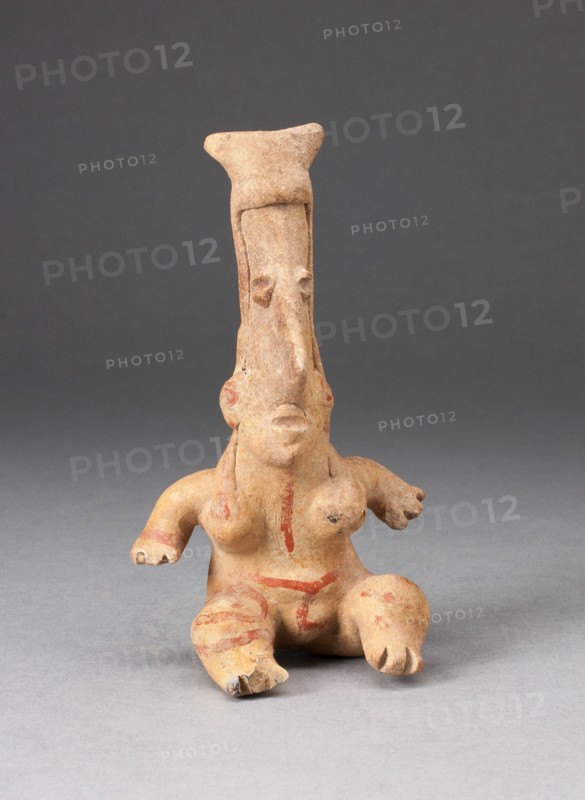 Seated Female Figurine with Elongated Head, 300 B.C./A.D. 300.