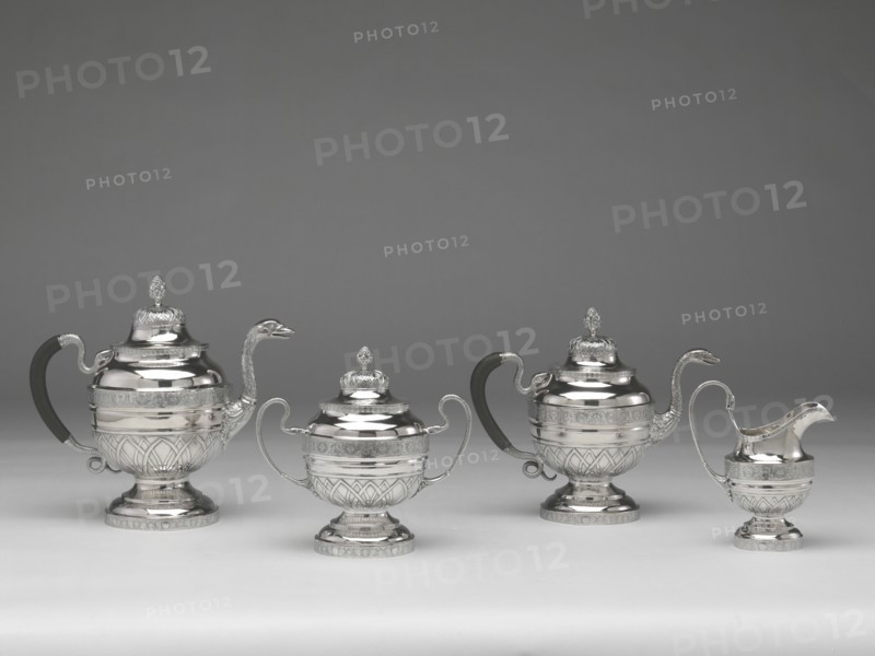 Tea and Coffee Service, 1809/12. Spouts in the form of swans' heads, with snake handles.