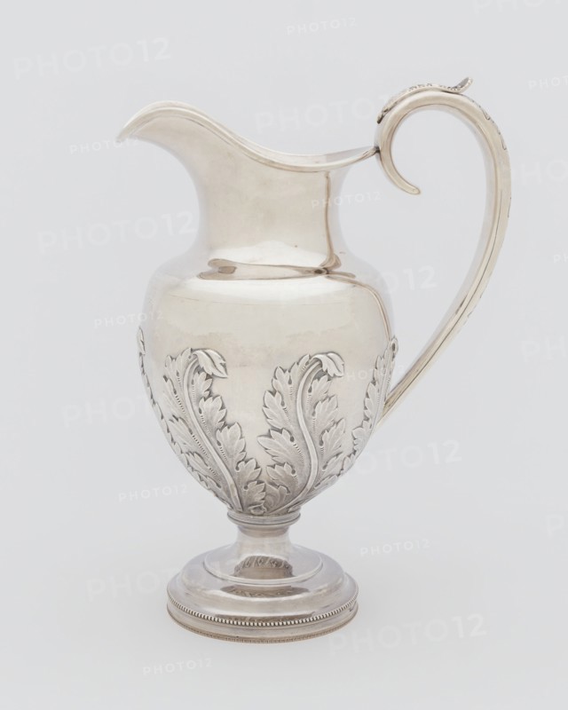 Pitcher, 1833. Relief design of acanthus leaves.