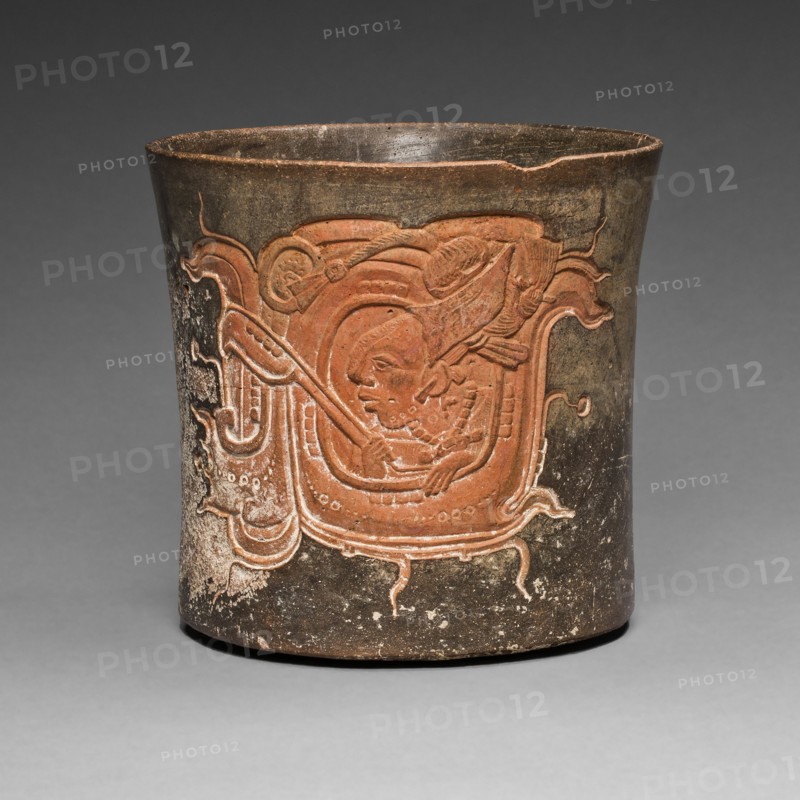 Carved Vessel Depicting a Lord Wearing a Water-Lily Headdress, A.D. 600/800.