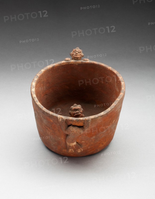 Straight-Sided Bowl with Modeled Figures in Interior and Climbing Sides, A.D. 1470/1600.