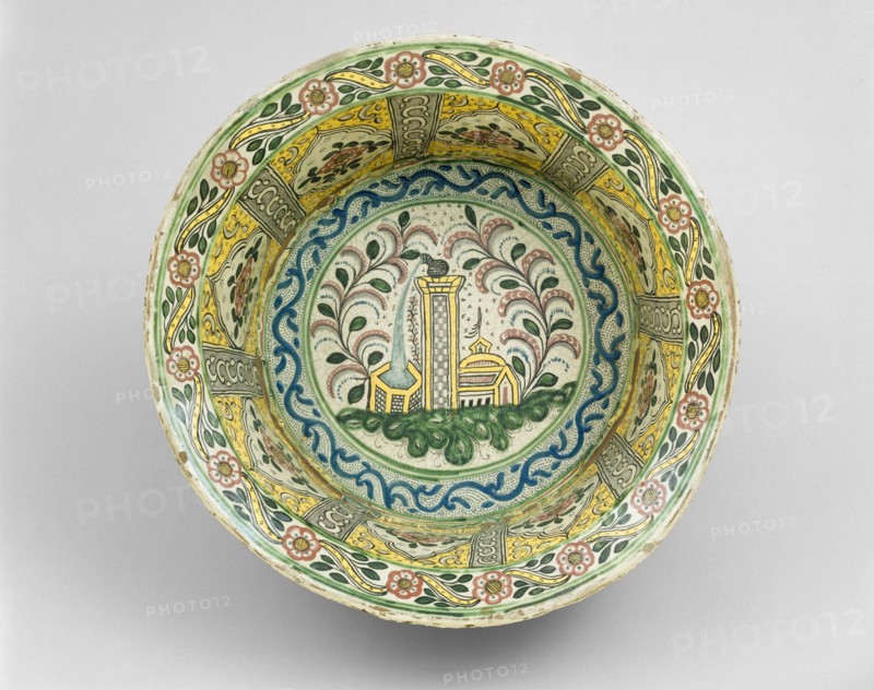 Basin Depicting a Cistern, Tower and Domed Building, 1775/1825.