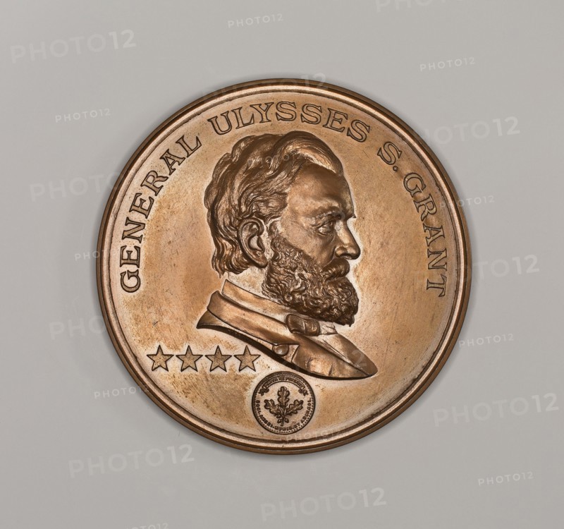 Medal Commemorating Ulysses S. Grant, 1897. Porcelain tea bowl and saucer decorated in polychrome and gold with scene of Crucifixion, with Christ between two thieves, the two Marys and John at the foot of cross and soldiers casting die in foreground.