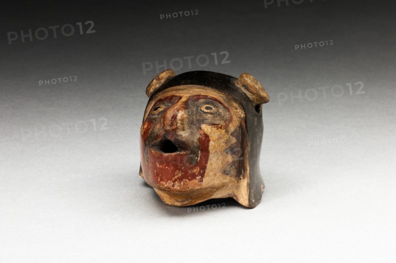 Fragment of a Vessel or Sculpture Depicting a Human Head, A.D. 600/1000.