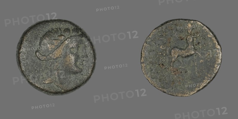 Coin Depicting the God Dionysos, 183-149 BCE.