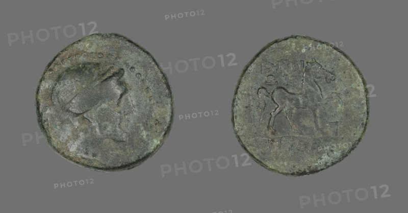 Coin Depicting the Amazon Cyme, 250-190 BCE.