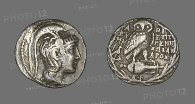 Tetradrachm (Coin) Depicting the Goddess Athena, about 163 BCE.