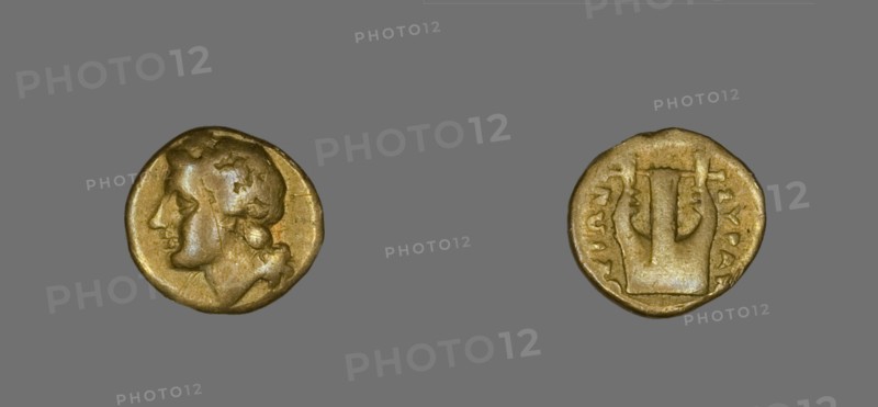 Coin Depicting the God Apollo, about 357-353 BCE.