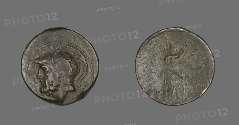 Coin Depicting the God Mars, about 282-203 BCE.