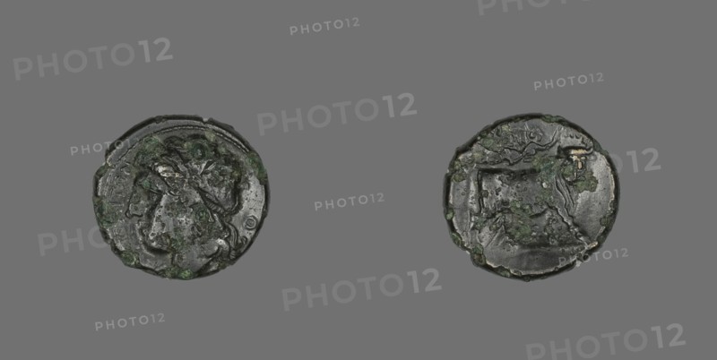 Coin Depicting the God Apollo, about 340-241 BCE.