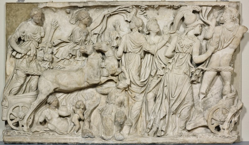 Panel from a Sarcophagus Depicting the Abduction of Persephone, 190-200.